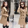 Women's Wool Blends Volemo Plus Size Autumn Winter Jacket Womens dubbelbröst fast färgrock Korean Slim Female Woolen Clothing 221110