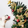 Noel Süslemeleri 1 PCS Bows Ağaç Baskılı Köpük Yay Süsleri Noel Glitter Kurdele El Yapımı
