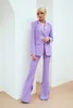 Elegant Purple Women Trousers Suits 2 Pieces Slim Fit High Waist Prom Evening Party Wear Blazer Sets