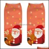 Christmas Decorations Christmas 3D Printed Socks Men Women Xmas Designer Cartoon Funny Spring Autumn Winter Home Wear Drop Delivery Dhe4M