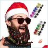 Decorazioni natalizie Palla di Natale Ornamenti per barba 12 Pz / set Colorf Palline per capelli facciali di Natale per uomo Decorazione baffi Goccia Deli Dhtp1