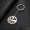 Nyckelringar Lanyards Keychains Cooltime Beach Sea Tree Sun Summer Keychain Rostfritt stål Key Chain for Women Men Jewelry Keyring G DHPKU