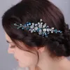 Redes de cabeças de cabeças de cabeça de cristal vermelhas femininas femininas pente de cabelo de cabelo pente -de -champanhe para acessórios de casamento azuis tiaras azuis azuis