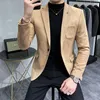Herenpakken 2022 Boutique S-4XL Herenmode Business Casual Slim Gentleman Koreaanse stijl Comfortabele Britse kleding Suede klein pak