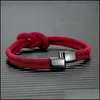 Braccialetti fascino Braccialetti fascino uomini donne Bracciale con corda di schiavitù Milan con nodo Carrick Bend e magnete di lagole in acciaio inossidabile nero dhau8