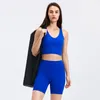 Set attivi Set da yoga Naked Feel Abbigliamento da palestra per donna Abbigliamento sportivo estivo Pantaloncini da allenamento per il controllo della pancia Canotta imbottita Canotta sportiva in 2 pezzi