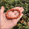 Fios com mi￧angas com mi￧angas Imperador laranja Jasper Bracelete turquesa Redonda de joias redondas para mulheres e homens Kent22 Drop entrega bracele dh57z