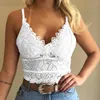 Camisoles tankar kvinnor plus storlek Vest Crop Wire Free Lingerie Sexig V-ringning Camisole Underkläder ärmlös spets braltett topp kvinnliga underkläder