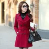 Women's Wool Blends Korean Coat Fashion Woolen Overcoat Women Slim With Belt Meidum Long Casual Spring Autumn Coats Femme Casaco 221110