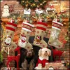 크리스마스 장식 삼베 크리스마스 스타킹 선물 가방 산타 엘크 눈사람 눈송이 인쇄 스토리지 드롭 배달 홈 정원 페스티벌 DHYDB