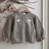 Pullover Girl Retro Flower Lantern Sleeve Knitted Cardigan Toddler Girls Autumn Loose Casual Coat Kids Soft Single Breasted Sweater 221110
