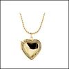 Pendant Necklaces Diamond Studded Heart Shaped Charms Diy Floating Locket Pendant Necklace Copper Gold Plated Po Box Collarbone Chai Dhzxt