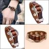 Bangle O Ring Charm Leather Bangle Cuff Button Adjustable Bracelet Wristand For Men Women Fashion Jewelry Drop Delivery Bracelets Dhlla