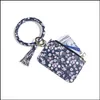 Porte-clés Hangs Leopard Feuille Modèle Portefeuille Bracelet Porte-clés Porte-Monnaie Sac Accrocher Porte-clés Bracelet Manchette Pour Femmes Bijoux De Mode Dhy8C