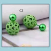 Stud Twosed Balls Earring Studs Bubbles Hollow vooraan en achterkantoorringen Mixedlot Dubbele zijde achterste oor nagelgroothandel in de uitverkoop dhhrd