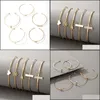 Bracelets De Charme Bracelets De Charme Salut Homme 5 Pcs / Ensemble Coeur Flèche Géométrique Zircon Ouverture Bracelet Réglable Femmes Simple Partie Bijoux Dh0Lo