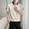 Herrpolos 2022 Summer Mens Polo Shirt Fashion Striped Webbing Lapel Slim Fit Casual Tee High Quality Social Tops 4xl-M