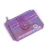 Mini carteira a laser glitter transparente bordado de cora￧￣o feminino z￭per feminina moeda de moeda de moda de identifica￧￣o de cart￣o