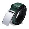 Cinturones Moda Lujo Cinturón de cuero verde para hombres Diseñador Hebilla automática Hombres genuinos 3.5 cm Ancho Correa de cuero DiBanGu