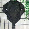 Hollow Mesh Jumpsuits Textil Ins Black Long Sleeve Bodysuit Sexig dubbelbokstav broderad badkläder för kvinnor9512983