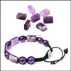 Other Jewelry Sets Square Grooving Yoga Seven Chakras Natural Stone Bracelet Adjustable Beads Gemstone Amethyst Agate Lapis Tiger Ey Dh1Bf