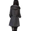Misturas de lã feminina inverno com capuz en casacos blusão duplo breasted cashmere chique casaco jaquetas tamanho feminino S-4XL 221110