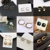 20style 18K Gold Plated Luxury Brand Designers Letters Stud Geometric Women Long Crystal Rhinestone Pearl Earring Bride Wedding Party Jewerlry