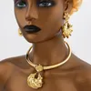 Ketting oorbellen set mode sieraden hanger en hoepel met armbandring Dubai African 18k goud verguld voor Braziliaans