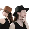 Boinas da Inglaterra Mulheres homens fedoras retrô unissex feltro fivela fedora chapéus largo outback hat panama cowboy cor sólida