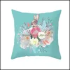 Pillow Case Easter Pattern Pillow Case Rabbit Egg Bunny Cushion Er 18X18 Inches Mti Design Drop Delivery Home Garden Textiles Beddin Dhlae