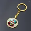 Porte-clés Calendrier Aztèque Mexique Art Verre Strass Porte-clés Antique Maya Pendentif Porte-clés Cadeau