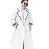 Laine des femmes mélanges femmes blanc col en v mi-long manteau de laine automne hiver femme britannique Hepburn Style mince noir double boutonnage veste 221110