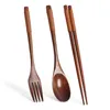 Set di stoviglie coreane Set di stoviglie in legno Bacchette forchetta cucchiaio Posate regalo di lusso Posate Lavabili in lavastoviglie SN165