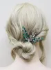 Cabeças de cabeceiras boêmios Emerald Green Hair Pins Fades Rhinestone Mulheres Meninas Acessórios de casamento para cocar