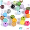 Hout 16 mm Ronde Big Hole Wood Bead Kinderen Kinderen Colorf Houten Charms Gescham hielden kralen voor kralen armband ketting sieraden maken druppel d dhuy8