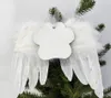 10pcs Bag Parts Sublimation DIY Blank MDF Christmas White Angel Wings Ornament Hanging Feather Decor