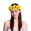 Kopfbedeckungen, Sonnenblumen-Kronenkranz, böhmischer Blumen-Kopfschmuck, Braut, Hochzeit, Blumen-Haarband