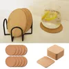 Table Mats 5/10PCS Natural Round Wooden Square Slip Slice Cup Mat Tableware Drinks Holder Coffee Decor Durable Pad