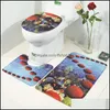 Toiletstoelhoezen anti slip toilet tapijten flanel zeester shell bedrukt 3 -delige badkamer set tapijt antislip badmatten drop levering ho dhcqa