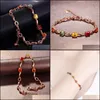 Hebras de cuentas con cuentas Crystal Rose Goldplated Pulsera Colorf Glass Stone Lucky Wrist Chain Regalo de joyería de mano ajustable para mujeres G Dhzpr