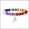 Pulseira de ioga de colora￧￣o de mi￧angas 7 Chakra Power Stone Stone Strands Bracelets curando reiki ora￧￣o para mulheres Drop Ship D DHDCO