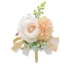 Flores decorativas Men Girl Boutonniere Groom Pins Cerimônia de Seda de Seda Rosa Broche de Flor de Flor de Broche de Bridal