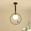Pendant Lamps Chinese Bird Light Originality Dining Room Living Bedroom Chandelier Corridor Porch Simple Round Glass Lamp