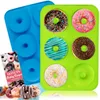 6 홀 케이크 곰팡이 3D 실리콘 도넛 곰팡이가 아닌 베이글 팬 페이스트리 초콜릿 머핀 도넛 제조업체 부엌 액세서리 도구 N1110