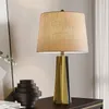 Table Lamps American Gold For Bedroom Bedside Lamp Study Modern Led Fabric Desk Light Fixtures Nightstand Lighting Home Decor