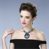 Fashion Rhinestones Bridal Jewelry Blue Crystals Wedding Earrings and Necklaces For Bride Prom Evening Party Accessories