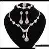 Armband Ohrringe Halskette Armband Drop Lieferung 2021 Afrikanische Perlen Schmuck Kristall Hochzeit Halskette Ohrringe Ring Set Damen Ot21F