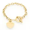 Braccialetti con ciondoli Gioielli Bracciale in oro Bracciale in acciaio inossidabile 316L di lusso con perline a forma di cuore Bracciale da donna con perline alla moda rotonde firmate da donna