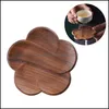 Mats Pads Walnut Wood Coasters Plum Blossom Shape Cup Pad Coffee Tea Wooden Drink Mat Home Bar Office Mug Coaster Drop Delivery Ga Dhnfg