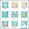 Pillow Case Easter Pattern Pillow Case Rabbit Egg Bunny Cushion Er 18X18 Inches Mti Design Drop Delivery Home Garden Textiles Beddin Dhlae